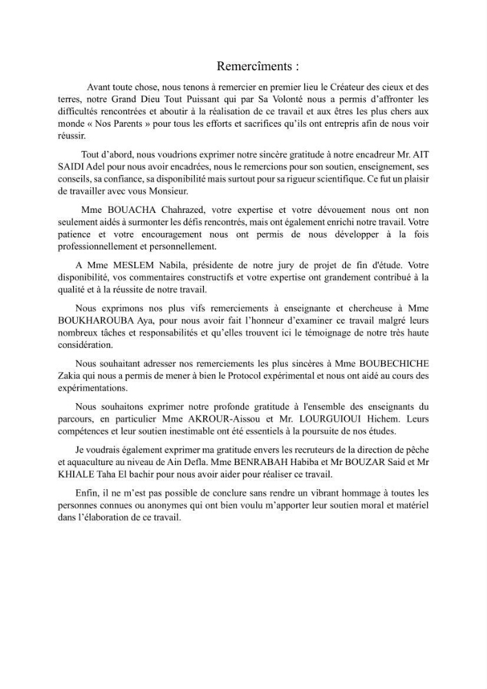 Suivi de l\'évolution de la qualité de la chair de poisson d\'eau douce et amélioration de son attrait par une méthode de valorisation