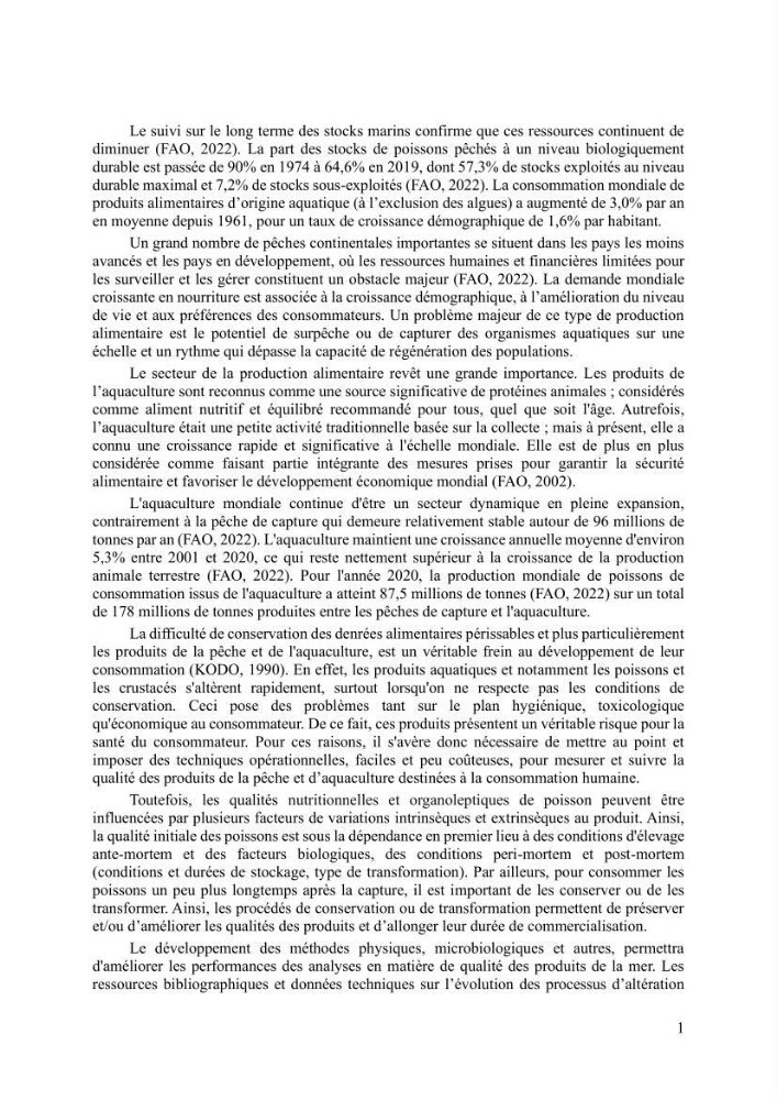 Suivi de l\'évolution de la qualité de la chair de poisson d\'eau douce et amélioration de son attrait par une méthode de valorisation