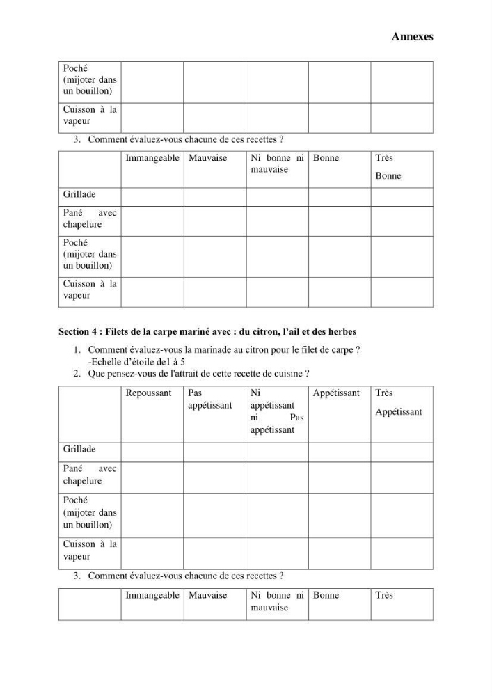 Suivi de l\'évolution de la qualité de la chair de poisson d\'eau douce et amélioration de son attrait par une méthode de valorisation