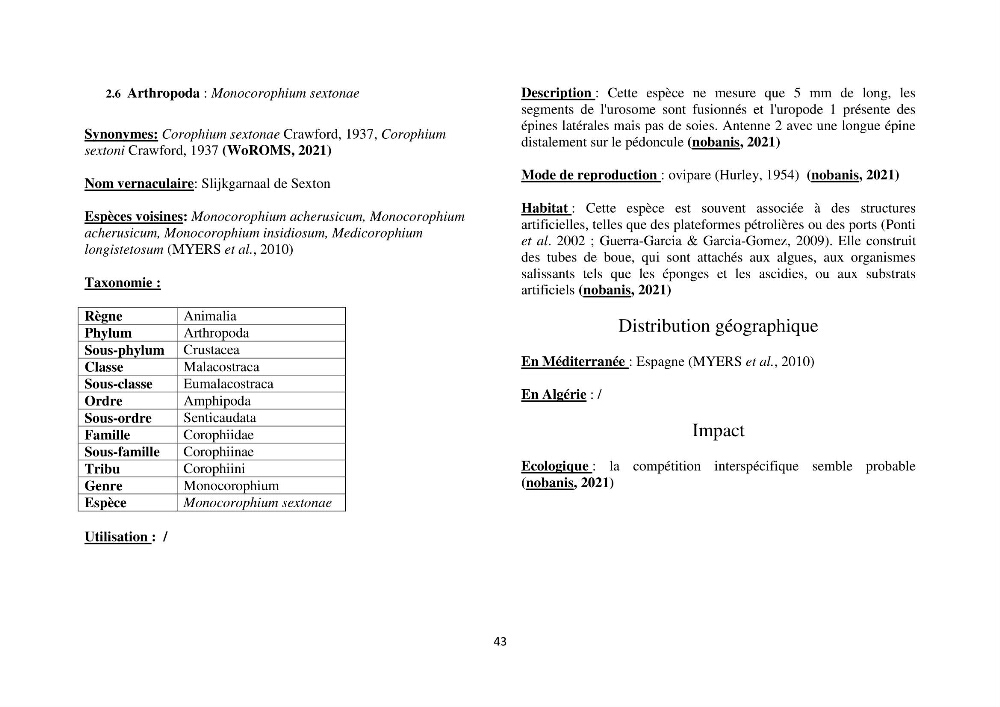 Distribution géographique et caractérisation de quelques espèces non indigènes de la côte algérienne:
