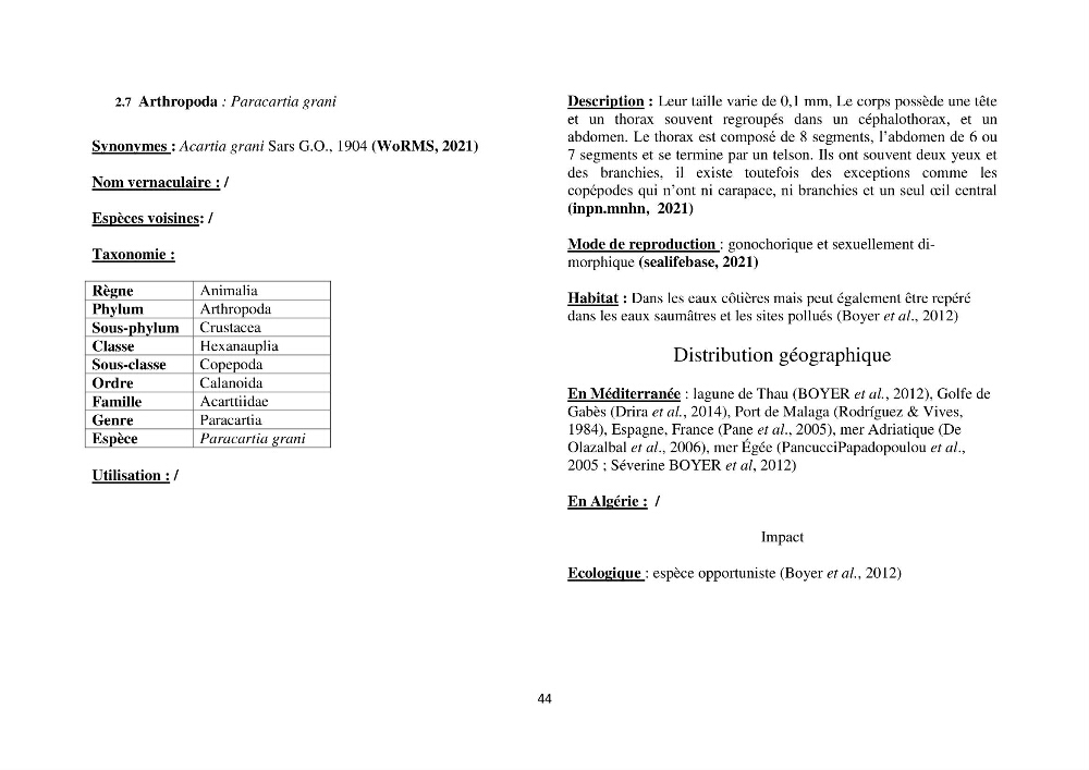 Distribution géographique et caractérisation de quelques espèces non indigènes de la côte algérienne: