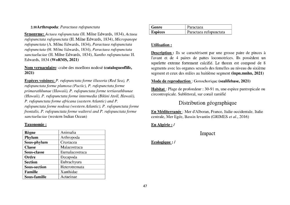 Distribution géographique et caractérisation de quelques espèces non indigènes de la côte algérienne: