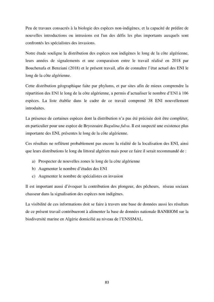 Distribution géographique et caractérisation de quelques espèces non indigènes de la côte algérienne:
