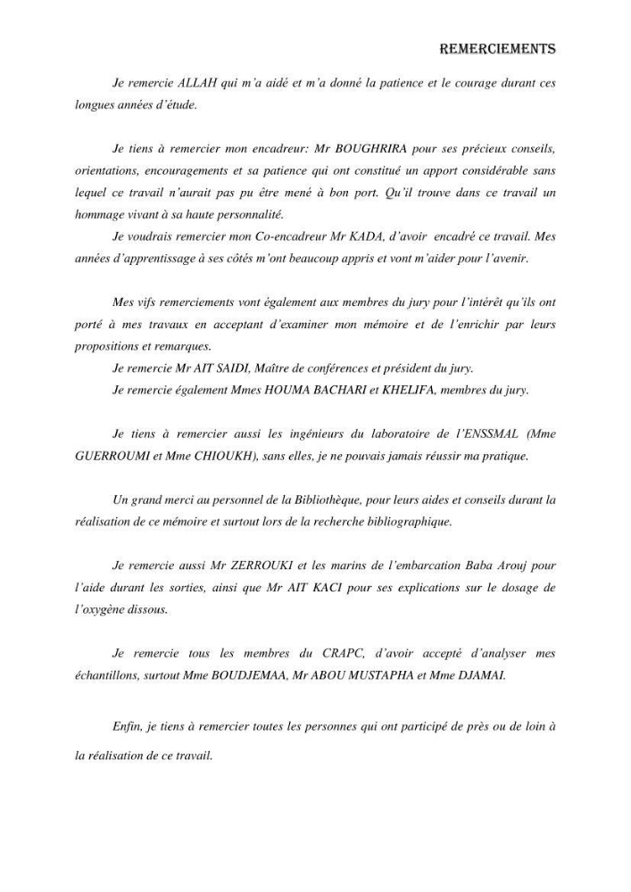 Evaluation de la vulnérabilité bio-morphosédimentaire de la baie de Bou-Ismail face à une pollution potentielle par les hydrocarbures
