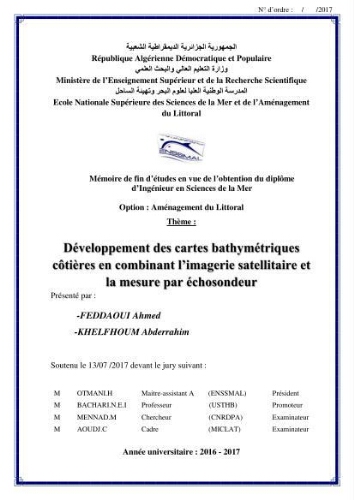 Développement des cartes bathymétriques côtières en combinant l'imagerie satellitaire et la mesure par échosondeur Développement des cartes bathymétriques côtières en combinant l'imagerie satellitaire et la mesure par échosondeur