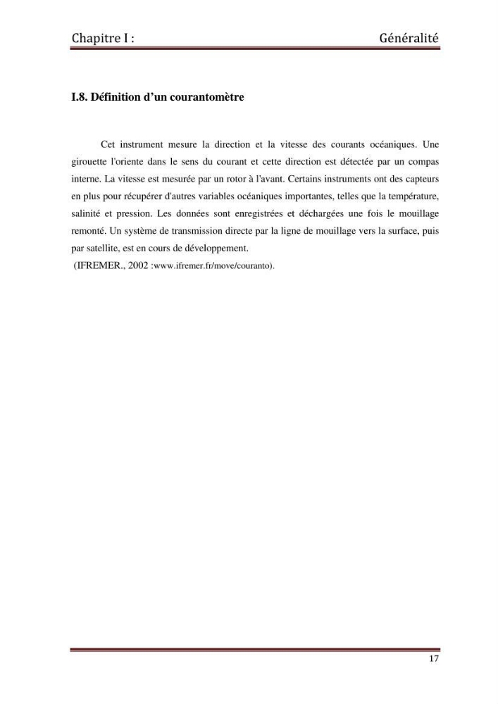 Etude d\'un singal hydrodynamique à partir des mesures \" in-situ \"