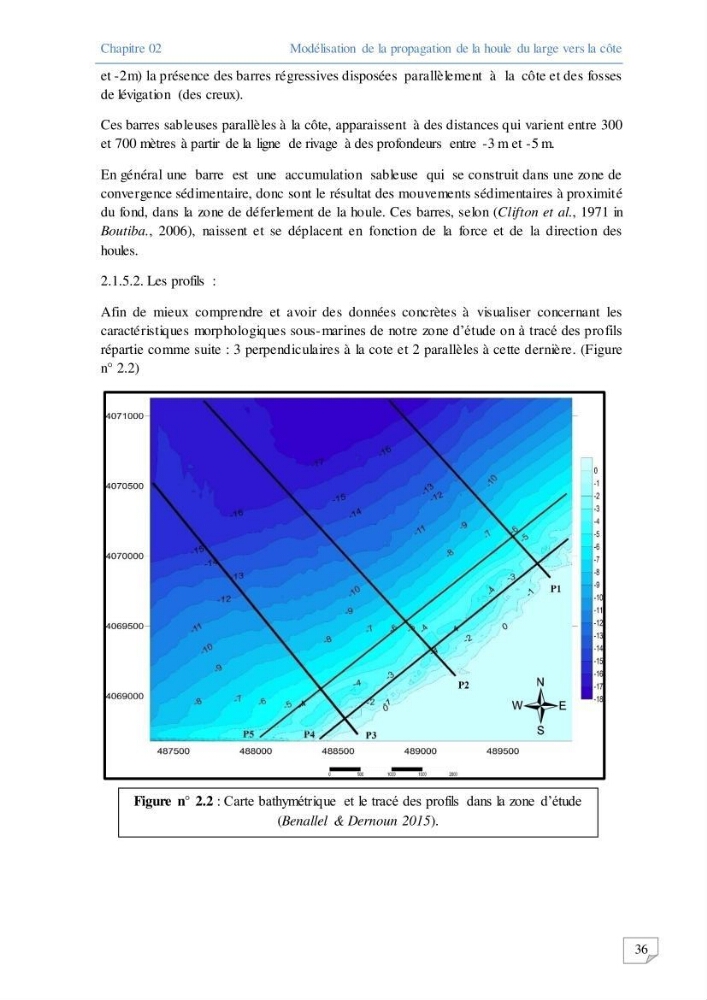 Modélisation numérique des paramètres sédimentologique et de pollution le long d\'une côte: cas de club des pins
