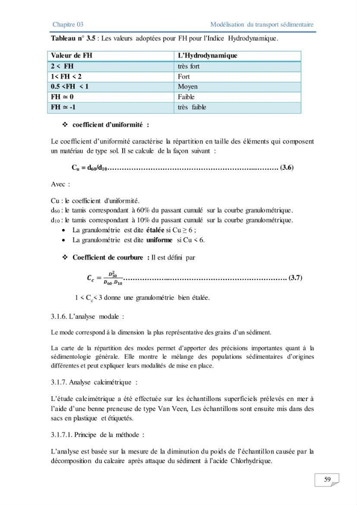 Modélisation numérique des paramètres sédimentologique et de pollution le long d\'une côte: cas de club des pins