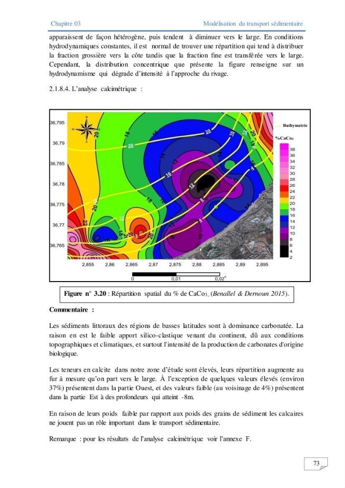 Modélisation numérique des paramètres sédimentologique et de pollution le long d\'une côte: cas de club des pins