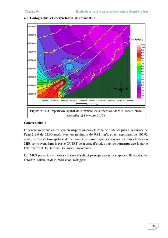 Modélisation numérique des paramètres sédimentologique et de pollution le long d\'une côte: cas de club des pins