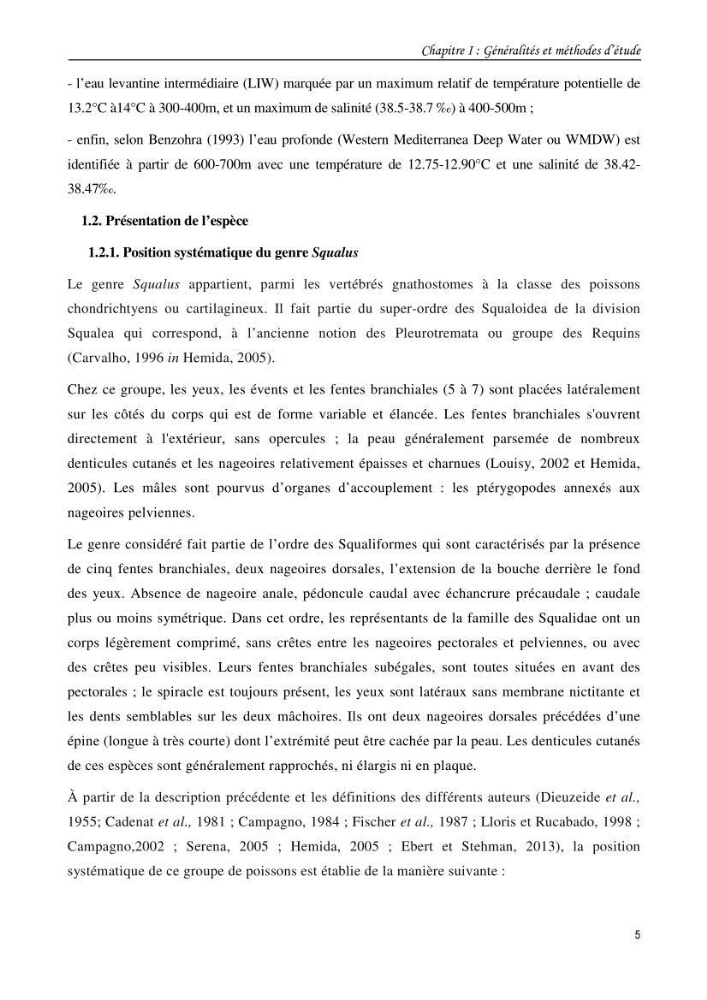 Contribution à l\'étude du comportement, de croissance et de l\'exploitation de squalus bleinveil ( chodrichthyens, squalidae) dans le bassin algerien