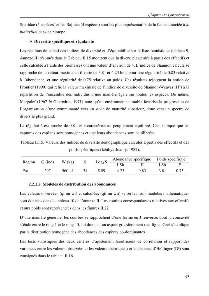 Contribution à l\'étude du comportement, de croissance et de l\'exploitation de squalus bleinveil ( chodrichthyens, squalidae) dans le bassin algerien