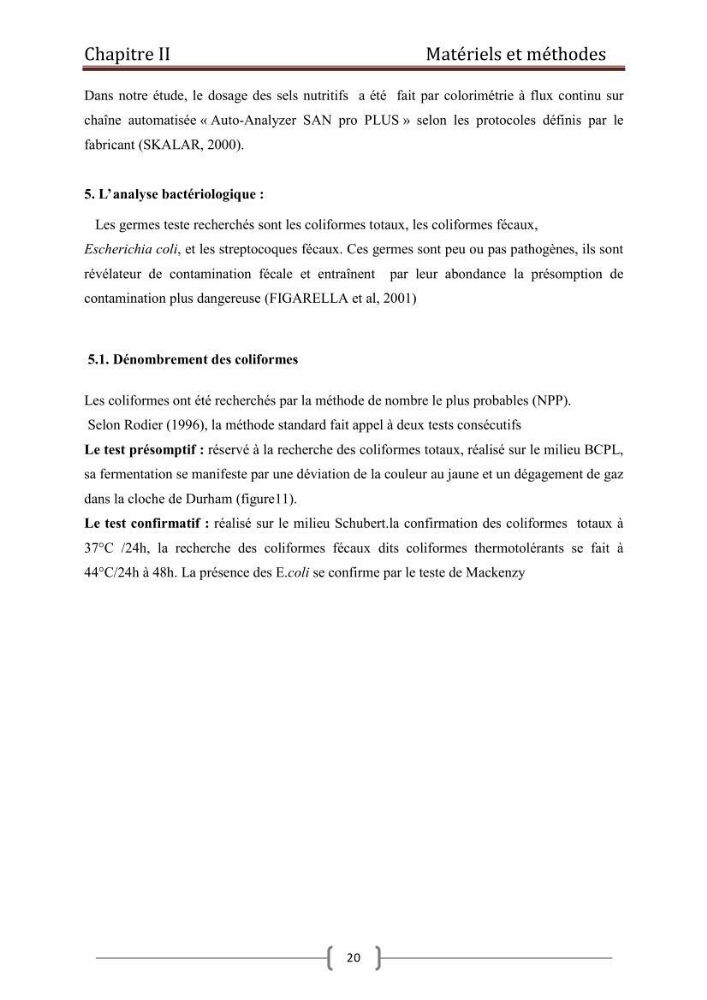 Contribution à l\'etude de la contamination bactériologiques et physico-chimique des eaux littorales cas de \"oued Mazafran\"