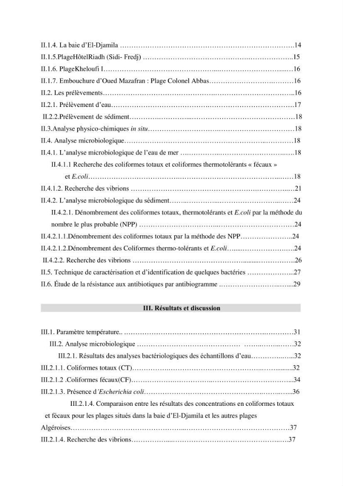 Analyse microbiologique et évaluation de la résistance aux antibiotiques des eaux de plages algéroises.