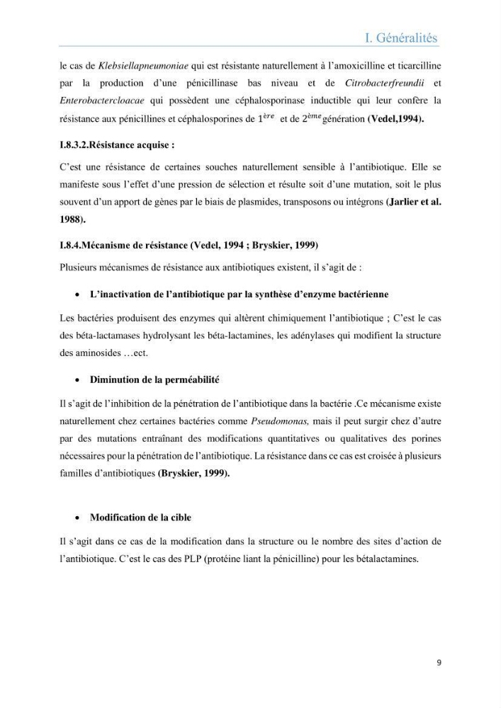 Analyse microbiologique et évaluation de la résistance aux antibiotiques des eaux de plages algéroises.
