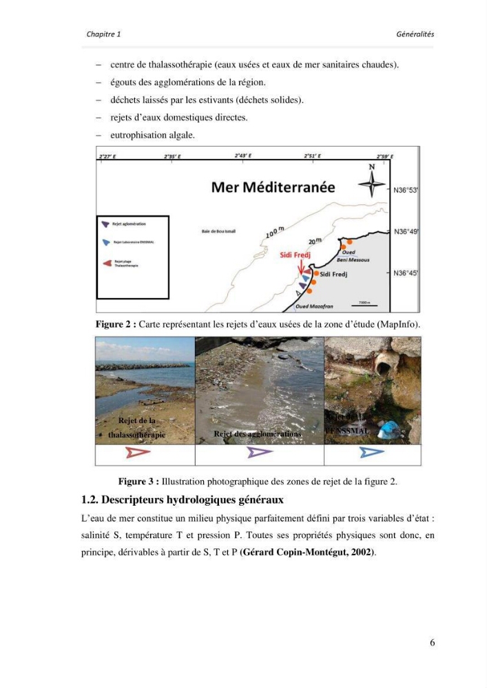 Paramètres environnementaux de la plage ouest de Sidi Fredj