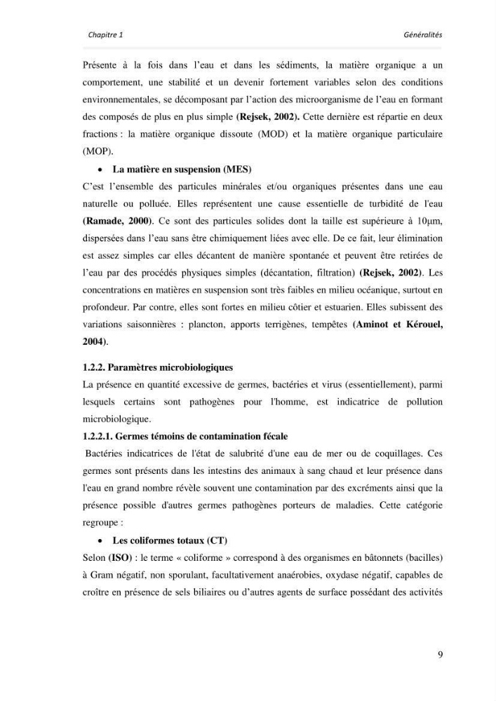 Paramètres environnementaux de la plage ouest de Sidi Fredj
