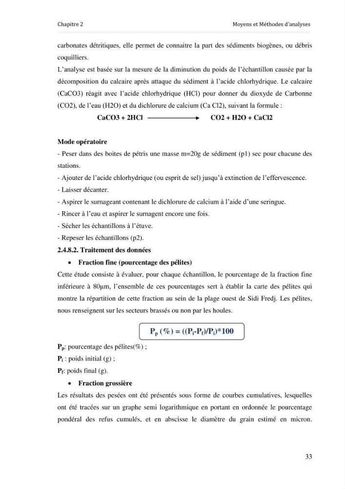 Paramètres environnementaux de la plage ouest de Sidi Fredj