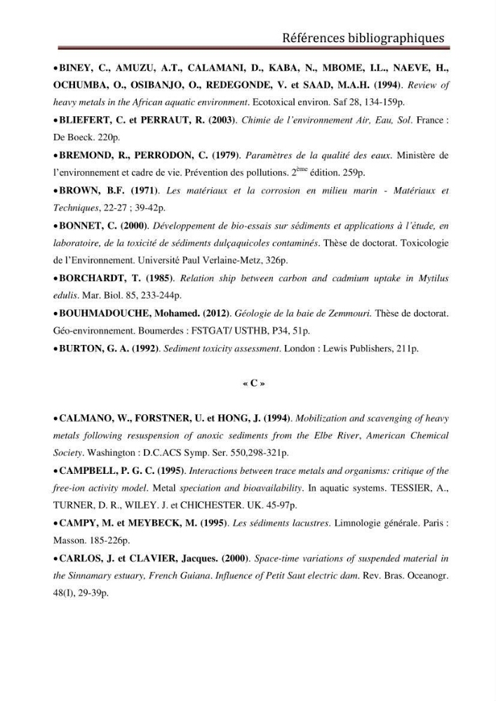 Evaluation du taux de la pollution des eaux et des sédiments par les métaux lourds au niveau du littoral de Boumerdes