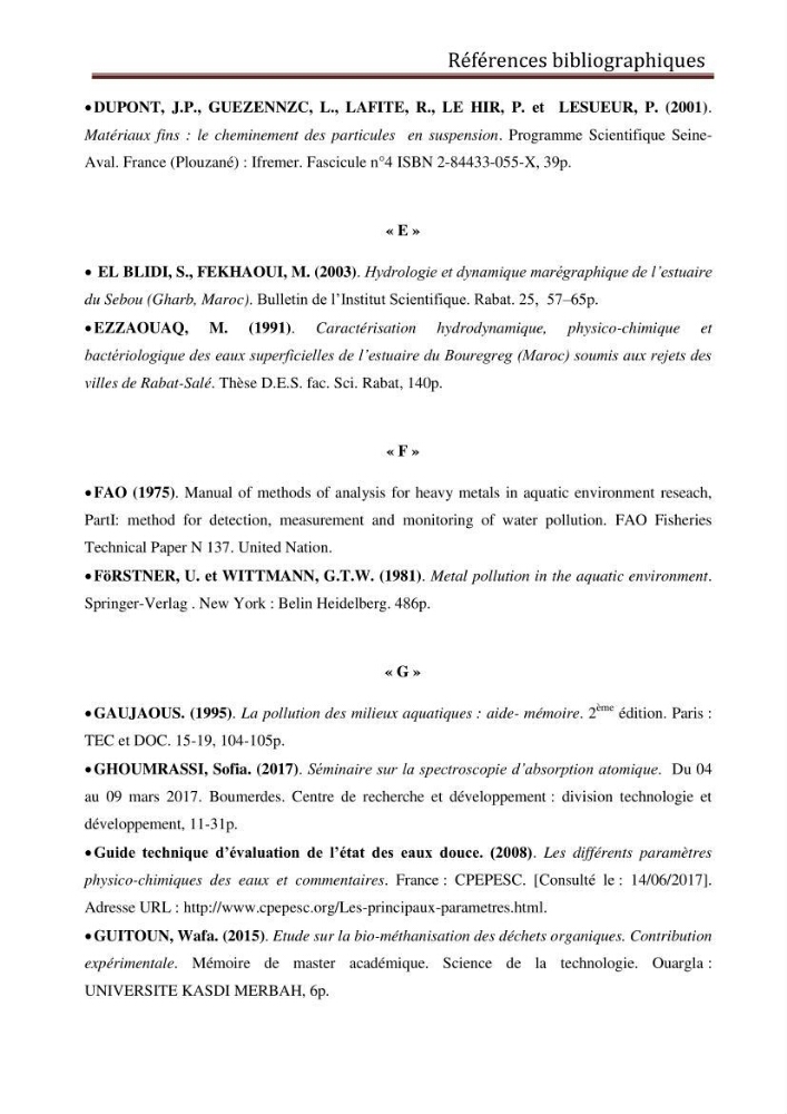 Evaluation du taux de la pollution des eaux et des sédiments par les métaux lourds au niveau du littoral de Boumerdes