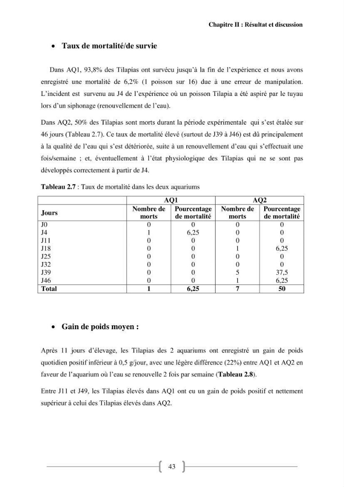 Effet de la qualité de l’eau sur la croissance des poissons d’eau douce:
