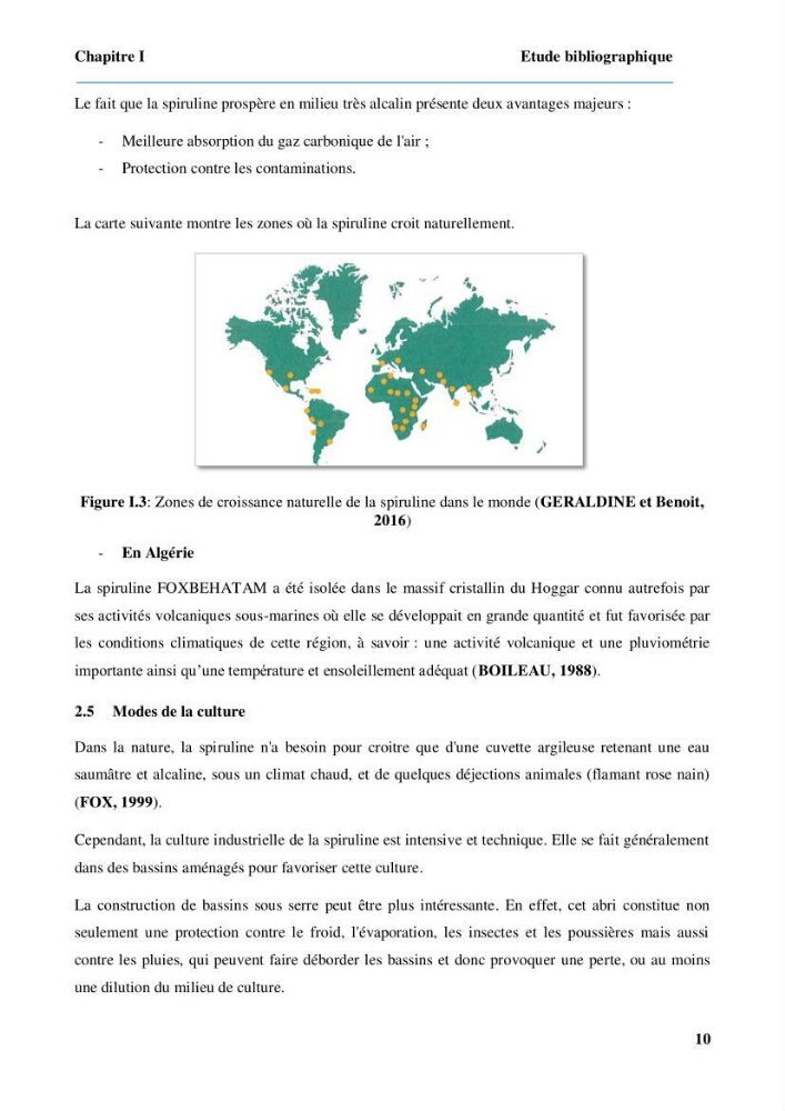 Culture de microalgue Arthrospira platensis et voies de conditionnement