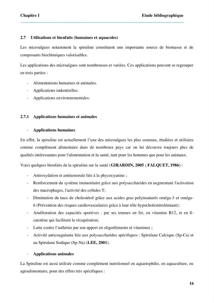 Culture de microalgue Arthrospira platensis et voies de conditionnement