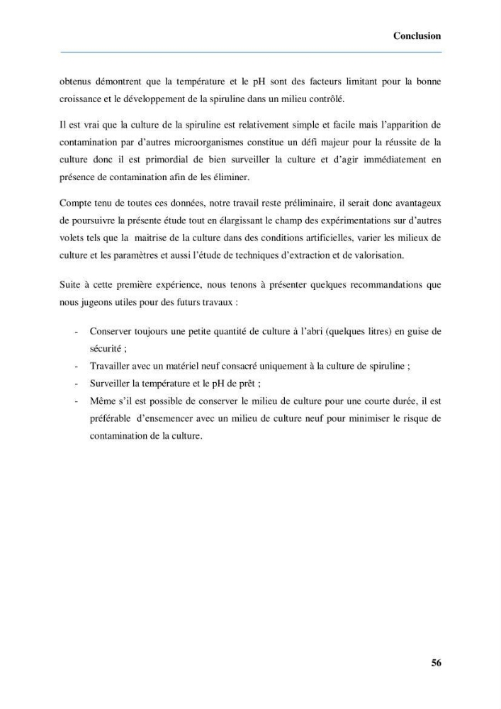 Culture de microalgue Arthrospira platensis et voies de conditionnement