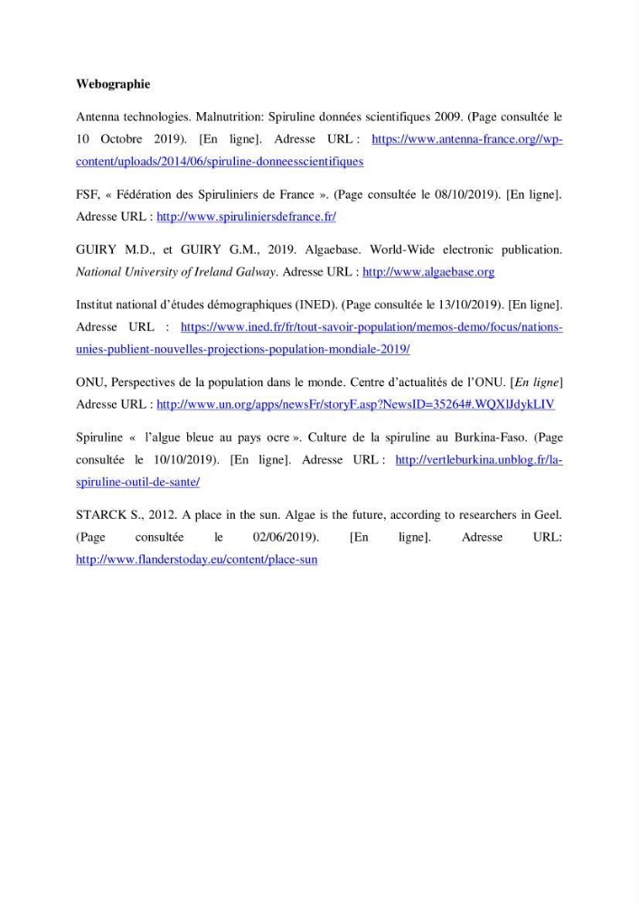 Culture de microalgue Arthrospira platensis et voies de conditionnement