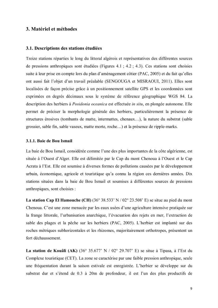 Evaluation du statut écologique des eaux côtieres Algéroises