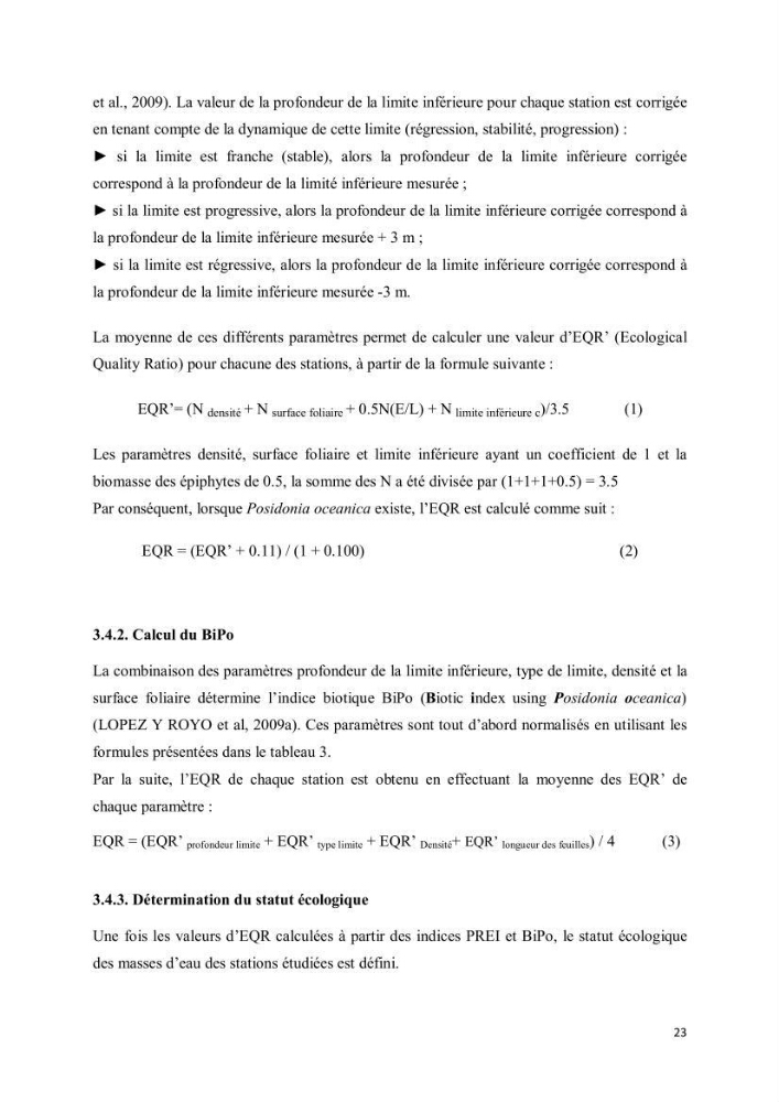 Evaluation du statut écologique des eaux côtieres Algéroises