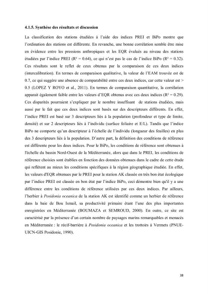 Evaluation du statut écologique des eaux côtieres Algéroises