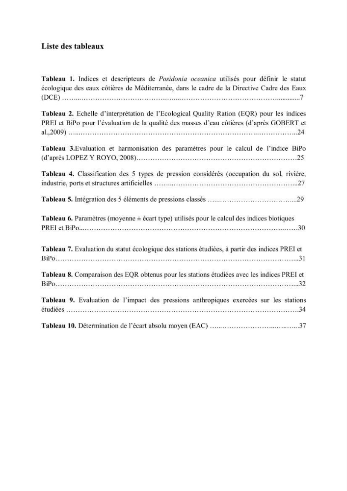 Evaluation du statut écologique des eaux côtieres Algéroises