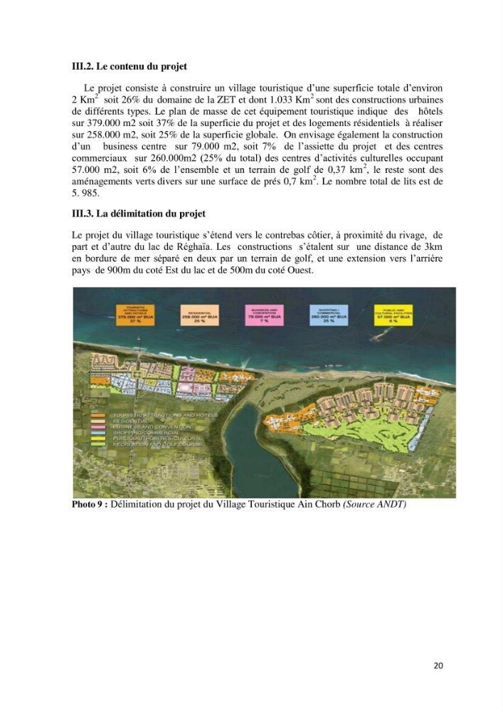 Contribution à l\'analyse de durabilité du domaine (101-02-02) inclus dans le projet de la zone d\'expansion touristique de Ainchorb-wilaya d\'Alger