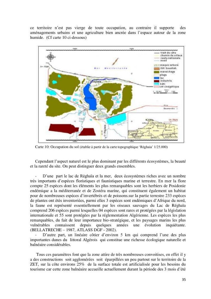 Contribution à l\'analyse de durabilité du domaine (101-02-02) inclus dans le projet de la zone d\'expansion touristique de Ainchorb-wilaya d\'Alger
