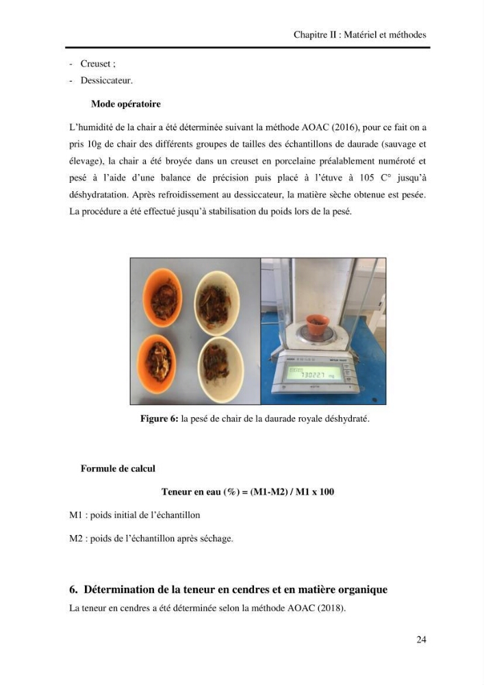 Etude biologique préliminaire de la composition chimique de la chair de la daurade royale Sparus aurata (Linné, 1758) de la région centre de la côte Algérienne.