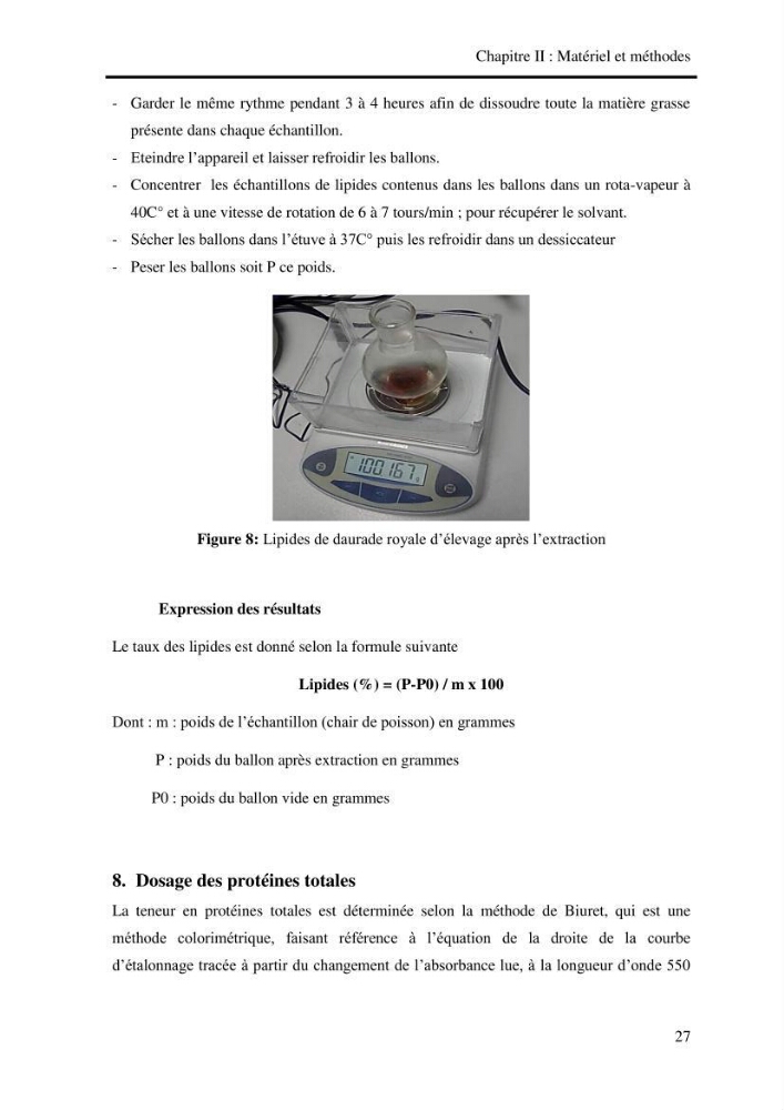 Etude biologique préliminaire de la composition chimique de la chair de la daurade royale Sparus aurata (Linné, 1758) de la région centre de la côte Algérienne.