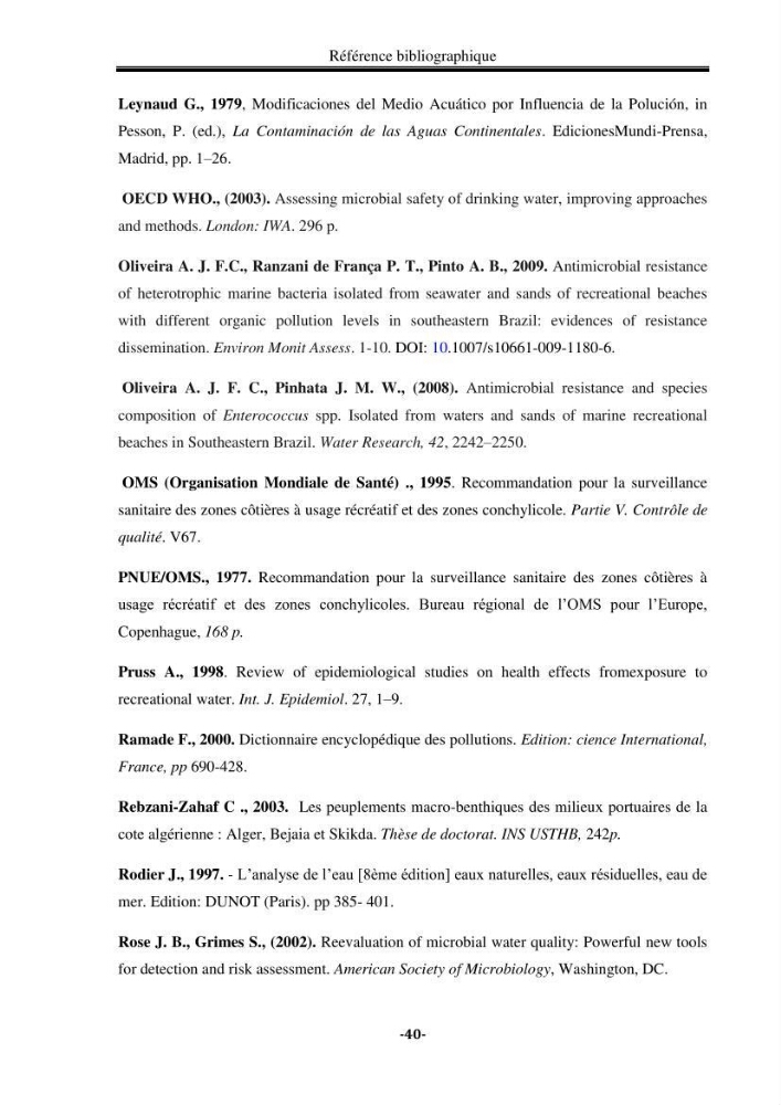 Contribution à la biosurveillance des eaux du littoral de la plage et du port de Sidi Fredj