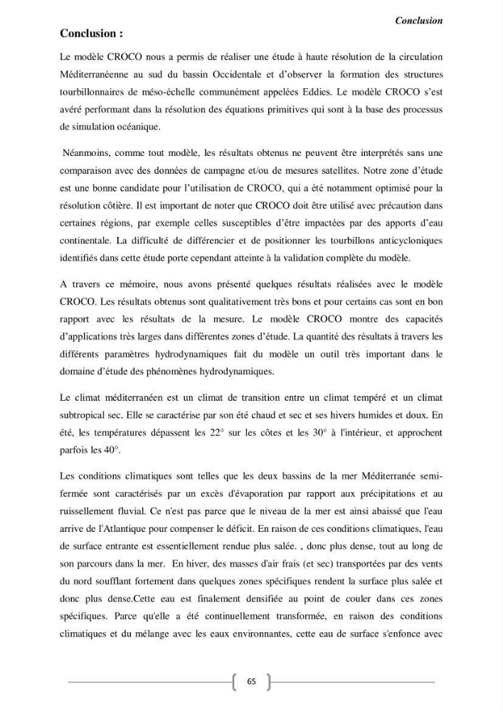 Etude Numérique de la Circulation Océanique en Méditerranée à l’aide du Modèle CROCO (Coastal and Regional Ocean Community model):