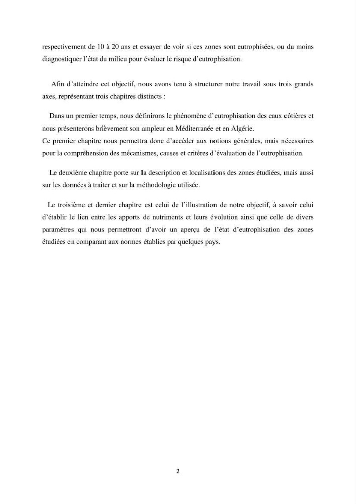 Suivi de l\'état d\'eutrophisation dans les baies de Bou-Ismail et d\'Alger