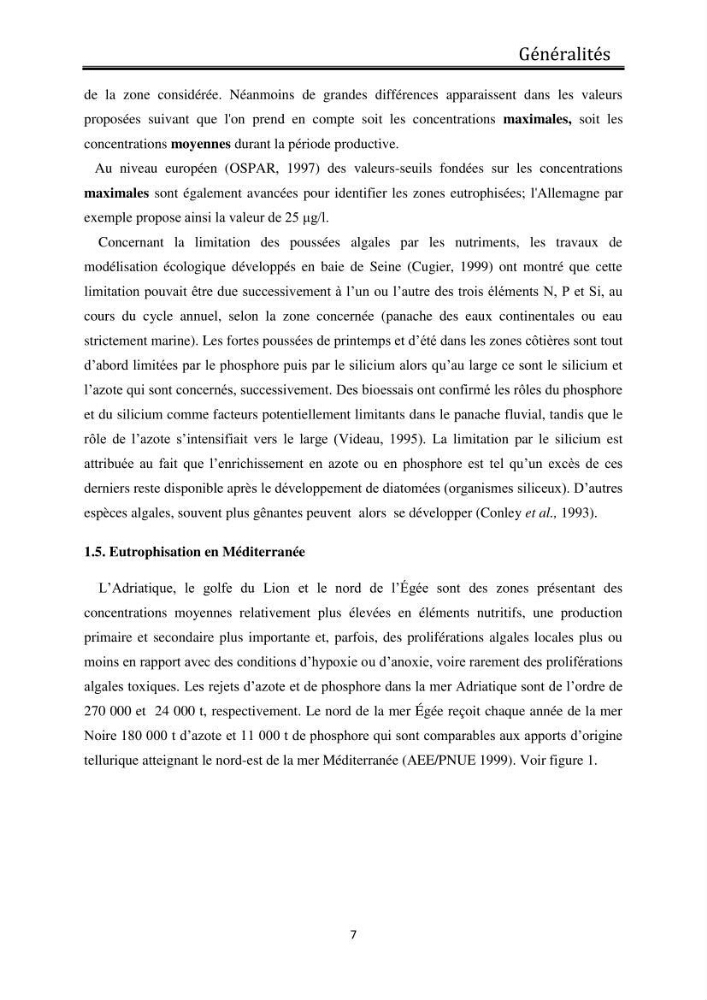 Suivi de l\'état d\'eutrophisation dans les baies de Bou-Ismail et d\'Alger