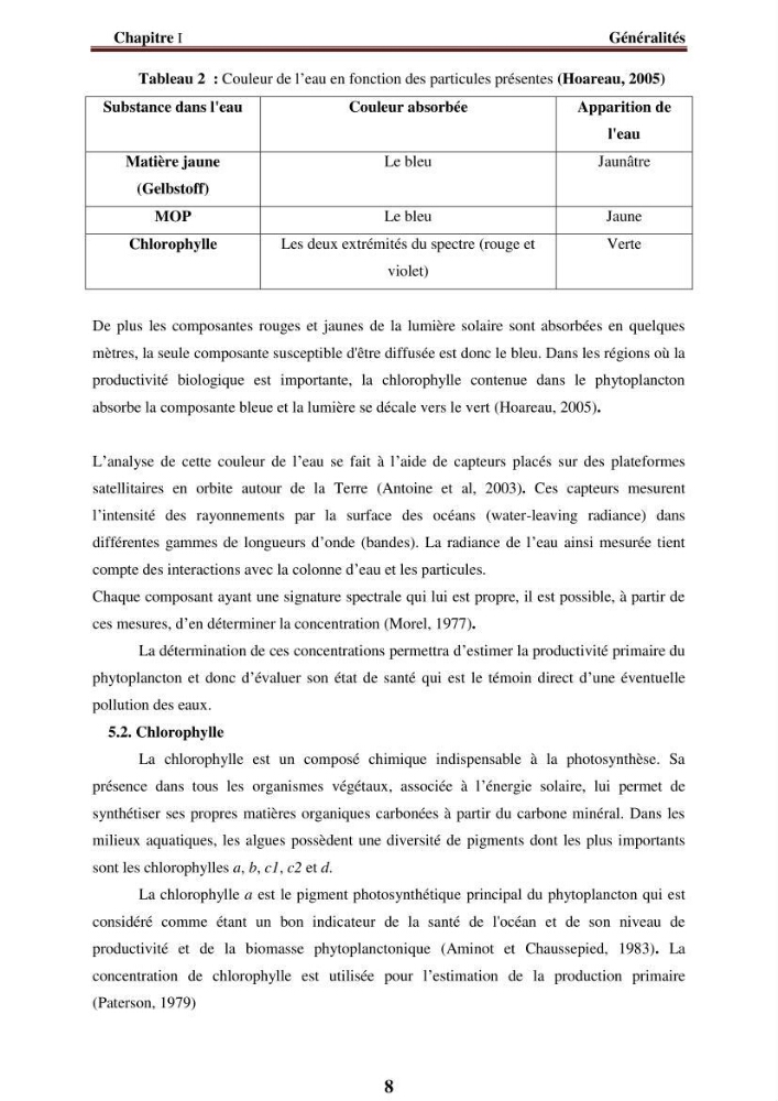 Evaluation de la qualité des eaux du littoral Est algérien (Bejaia) apport de la télédétection marine