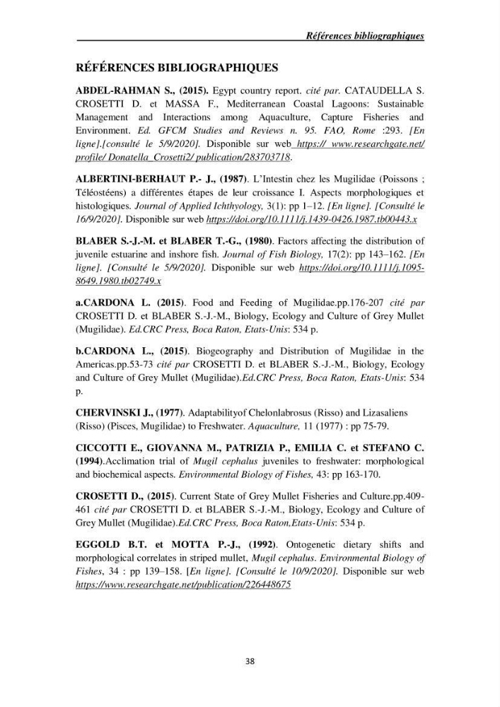 Acclimatation aux faibles salinités des alevins de mulet Chelon labrosus (Risso, 1826).