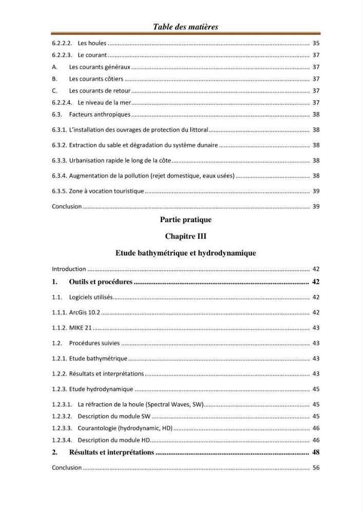 l\'évaluation des impacts des changement climatiques et de activités anthropiques sur l\'évaluation de la partie du golfe bejaia