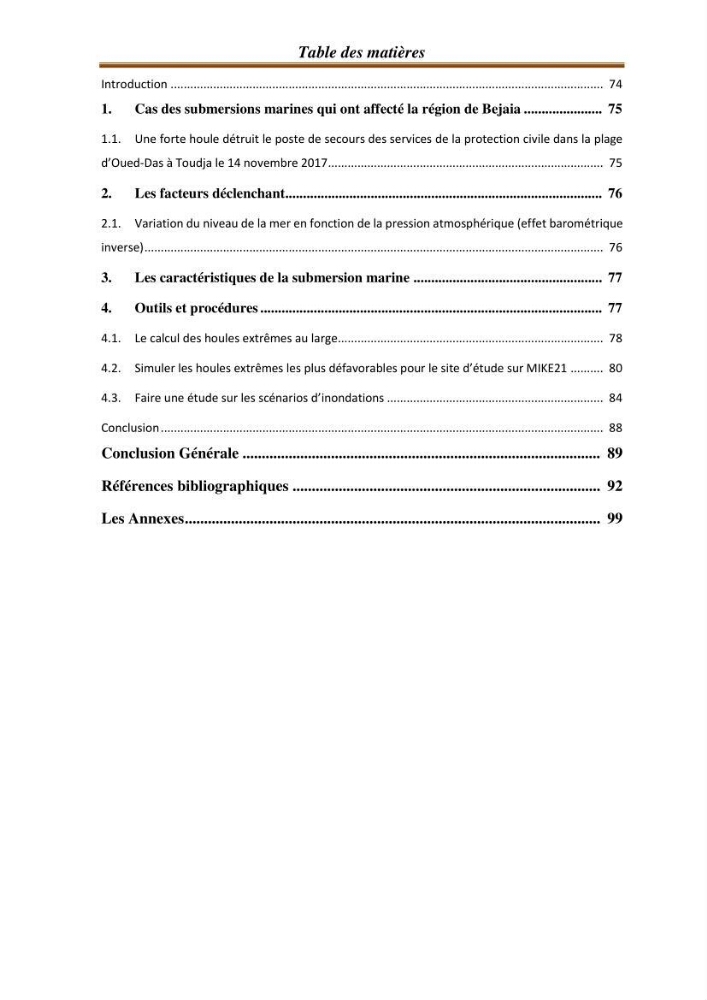 l\'évaluation des impacts des changement climatiques et de activités anthropiques sur l\'évaluation de la partie du golfe bejaia