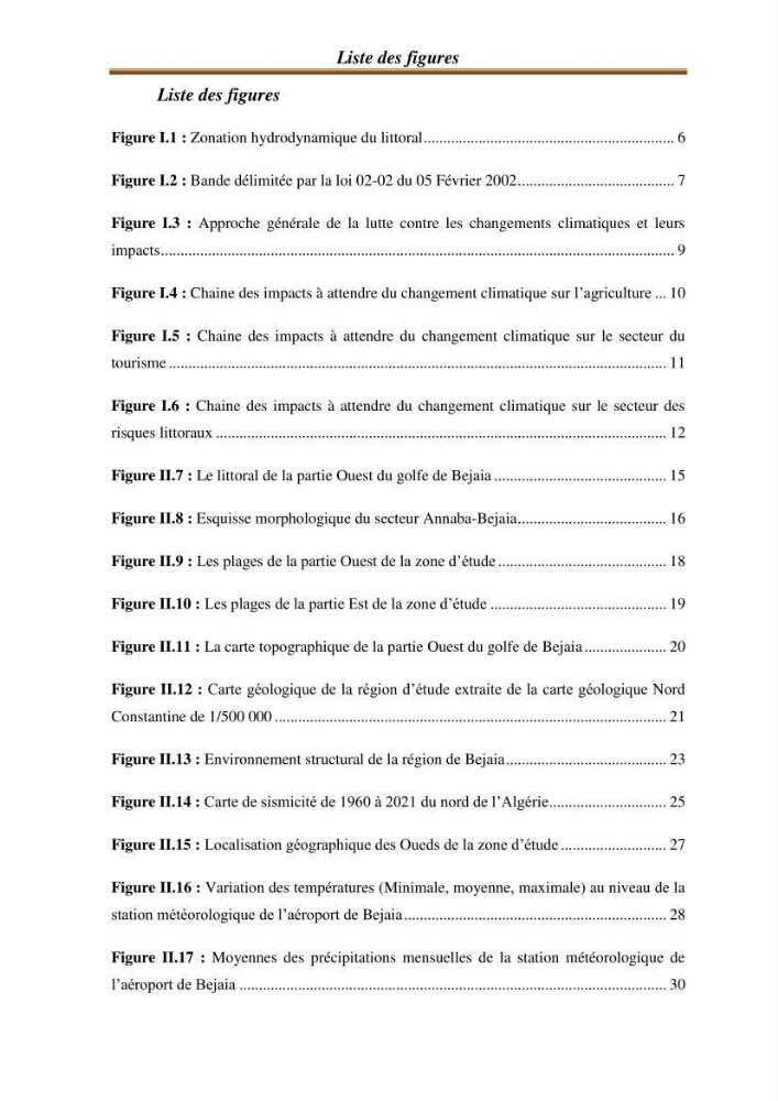 l\'évaluation des impacts des changement climatiques et de activités anthropiques sur l\'évaluation de la partie du golfe bejaia