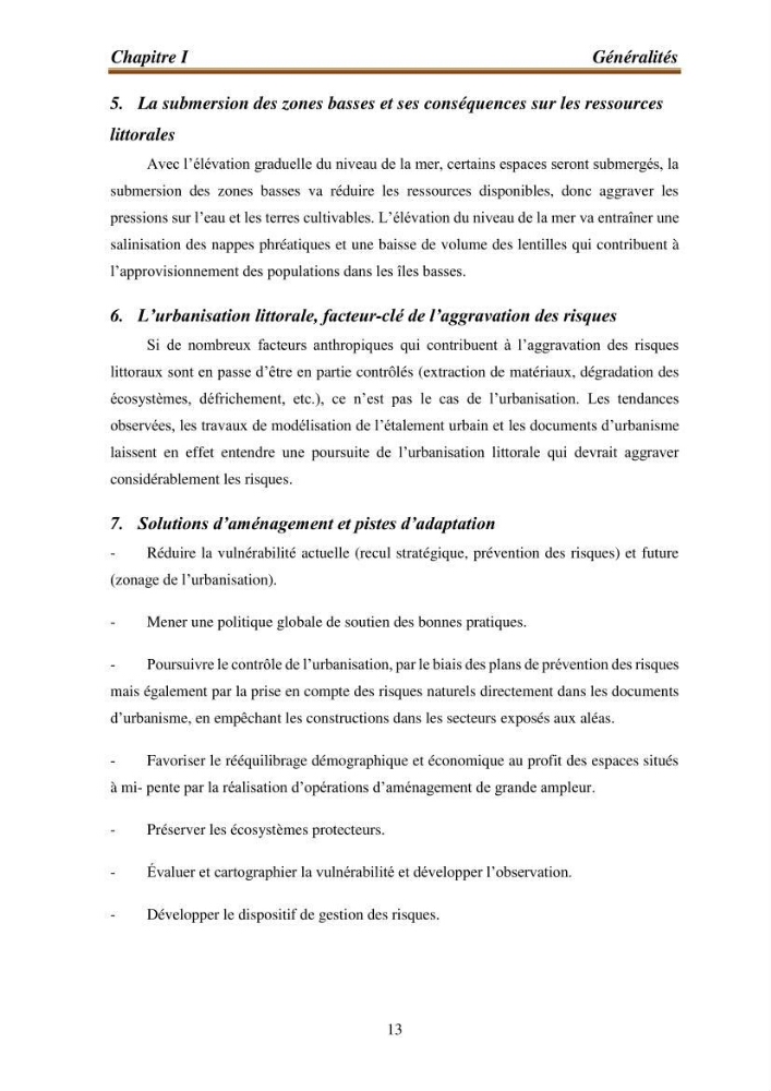 l\'évaluation des impacts des changement climatiques et de activités anthropiques sur l\'évaluation de la partie du golfe bejaia