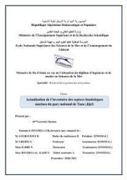 Actualisation de l’inventaire des espèces faunistiques marines du parc national de Taza (Jijel)