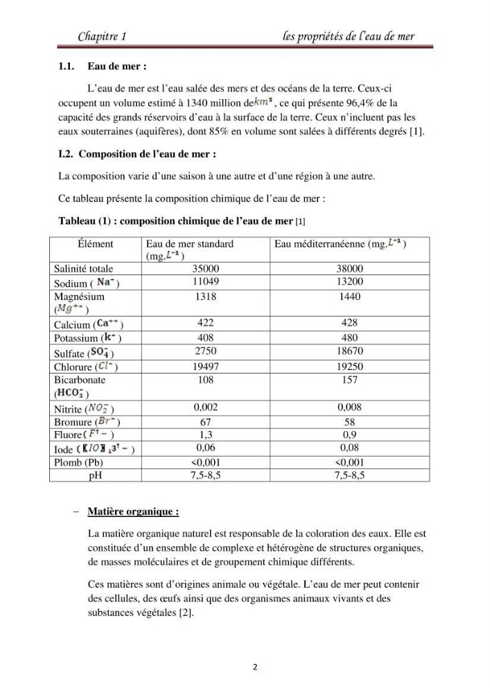 Maitrise des techniques de dessalement de l\'eau de mer