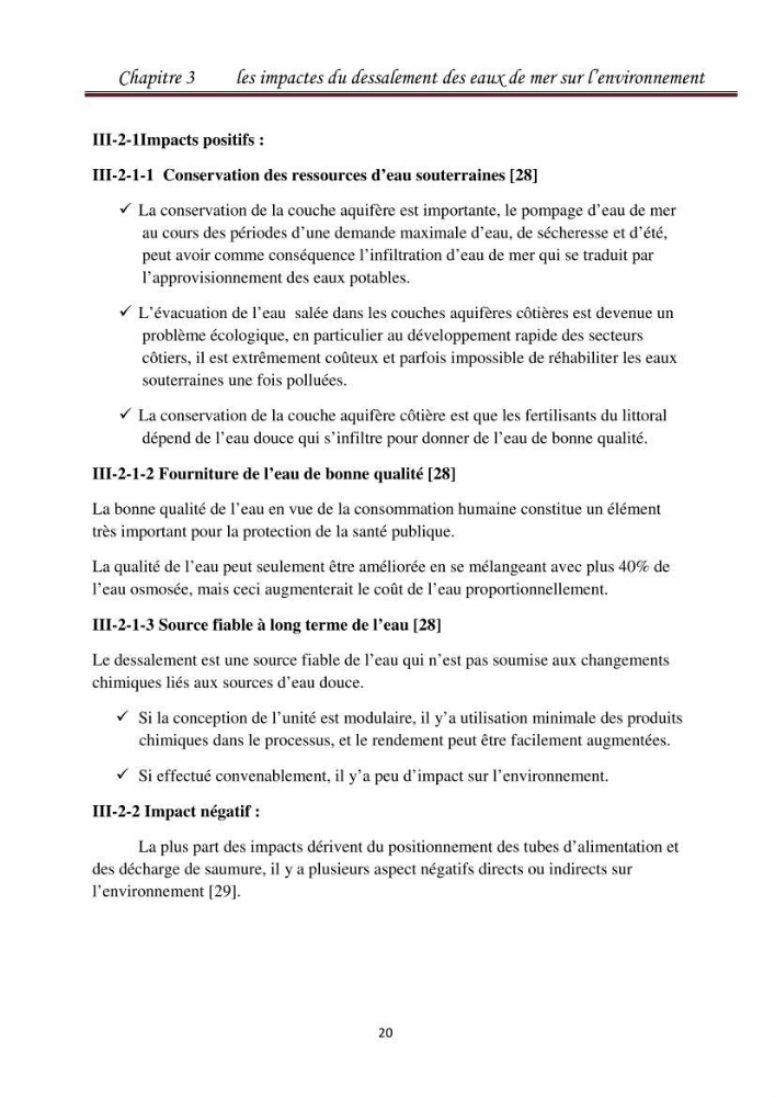 Maitrise des techniques de dessalement de l\'eau de mer